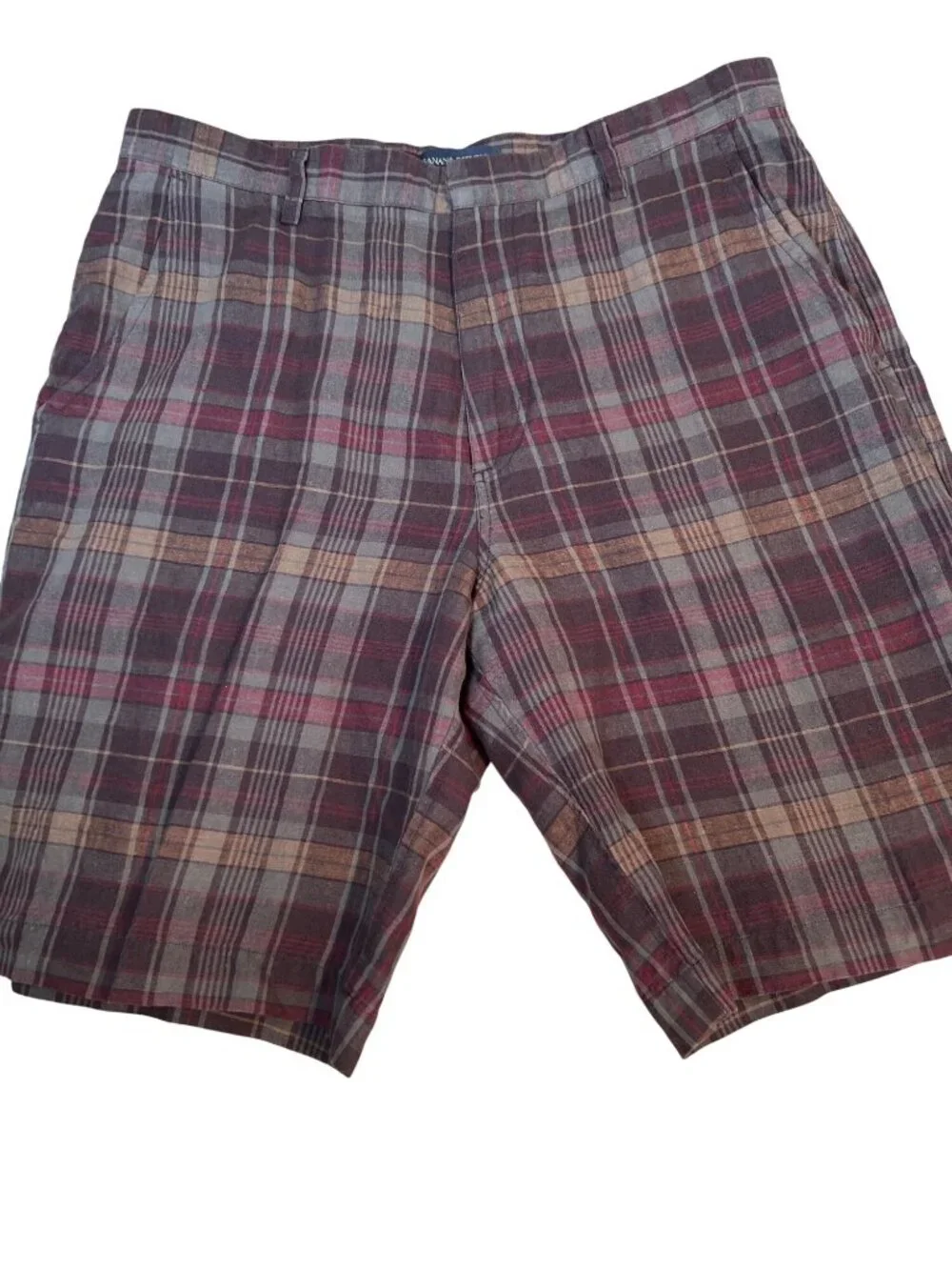 Men's Banana Republic size 36 linen shorts‎ brown plaid
